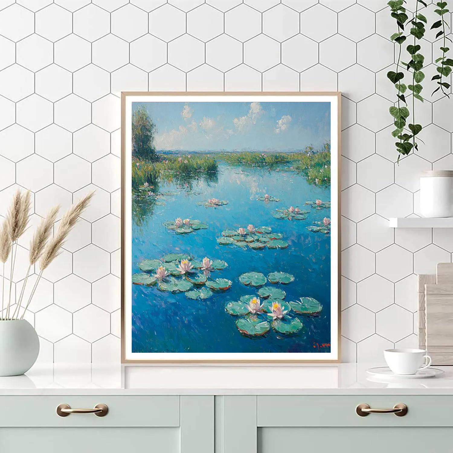 Claude Monet Inspired Waterlily Lagoon Under Opaline Overcast Numbered painting kits