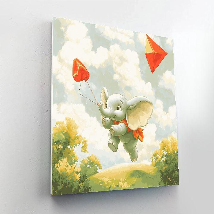 Dumbo Cloud Kite Race Number painting