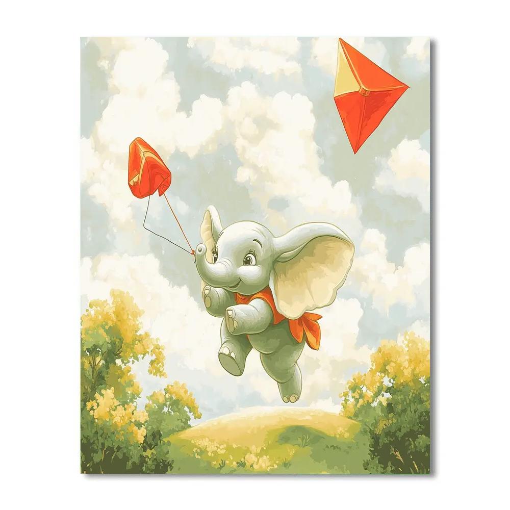Dumbo Cloud Kite Race Number painting