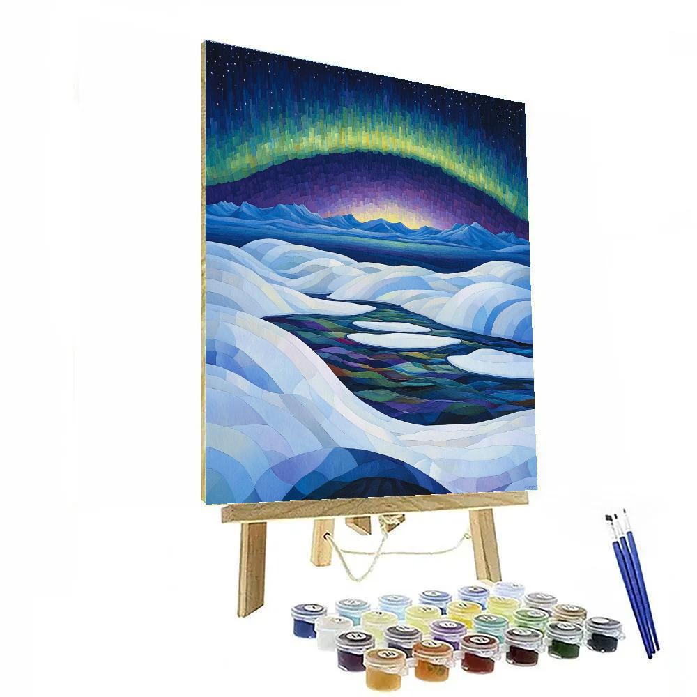 Lawren Harris Inspired Aurora Basin Over Silent Icefields painting number kit