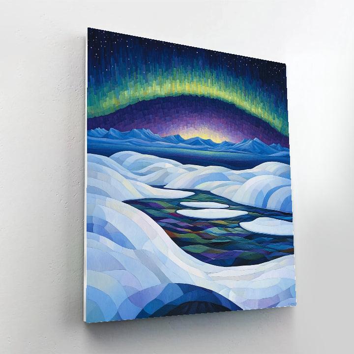 Lawren Harris Inspired Aurora Basin Over Silent Icefields painting number kit
