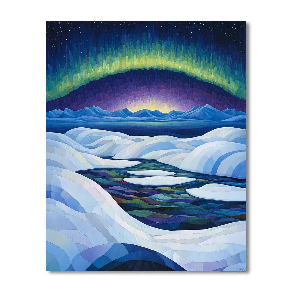 Lawren Harris Inspired Aurora Basin Over Silent Icefields painting number kit