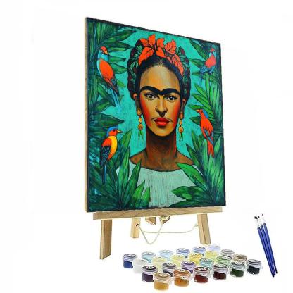 Frida Kahlo Inspired Portrait With Tropical Birds DIY paint by numbers