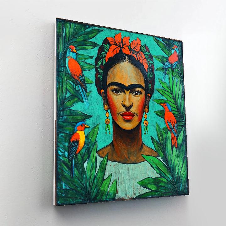 Frida Kahlo Inspired Portrait With Tropical Birds DIY paint by numbers