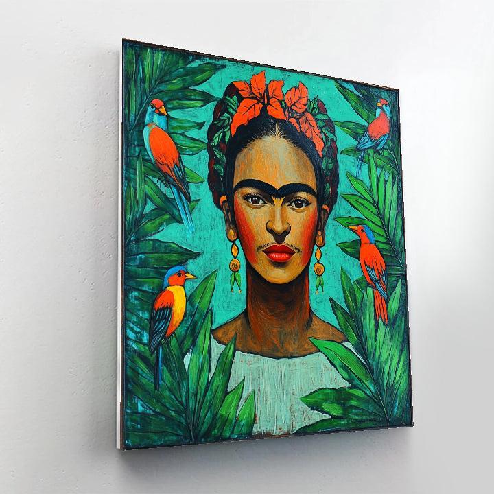 Frida Kahlo Inspired Portrait With Tropical Birds DIY paint by numbers