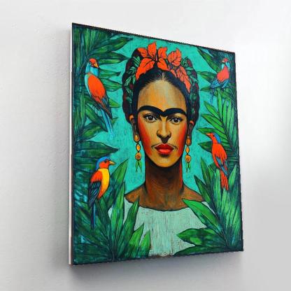 Frida Kahlo Inspired Portrait With Tropical Birds DIY paint by numbers