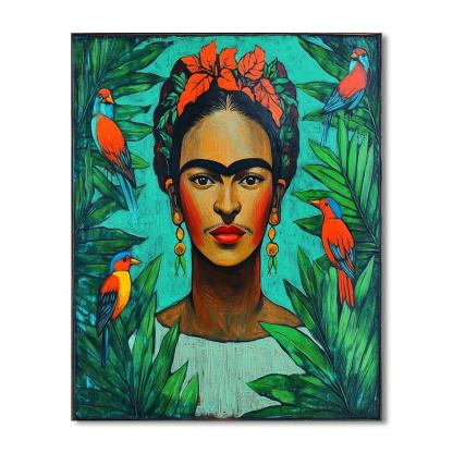 Frida Kahlo Inspired Portrait With Tropical Birds DIY paint by numbers