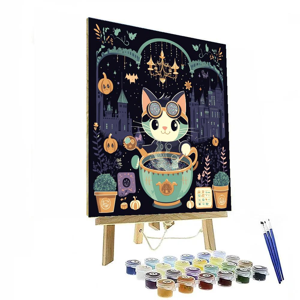 Haunted Teacup Laboratory At The Moonlit Castle paint by number