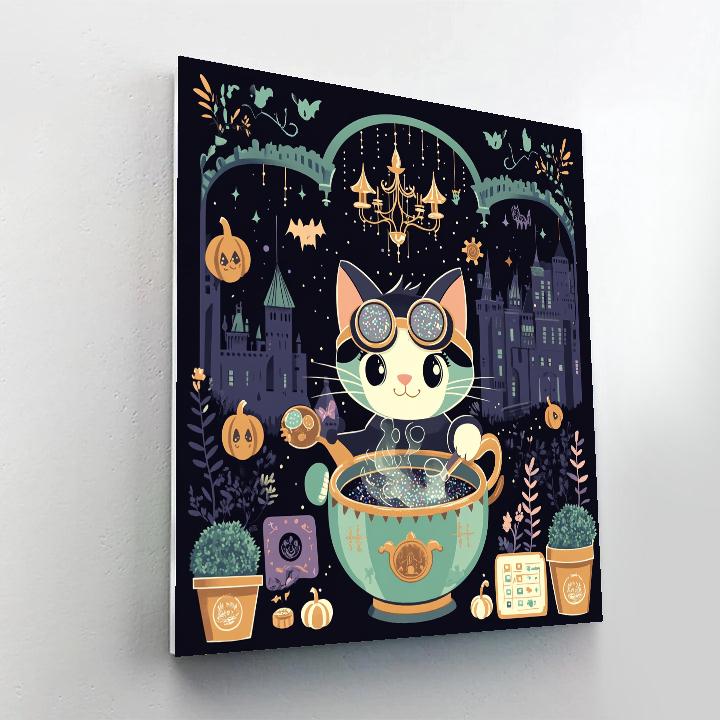Haunted Teacup Laboratory At The Moonlit Castle paint by number