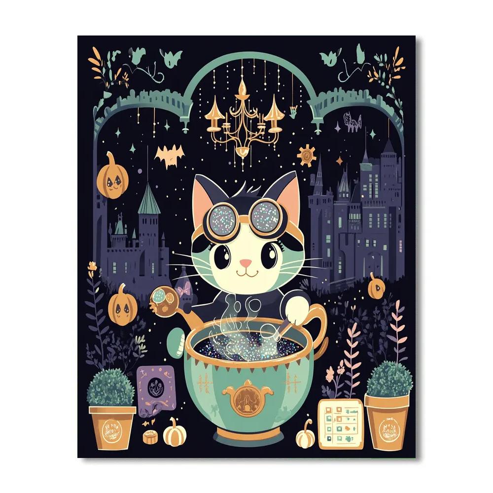 Haunted Teacup Laboratory At The Moonlit Castle paint by number