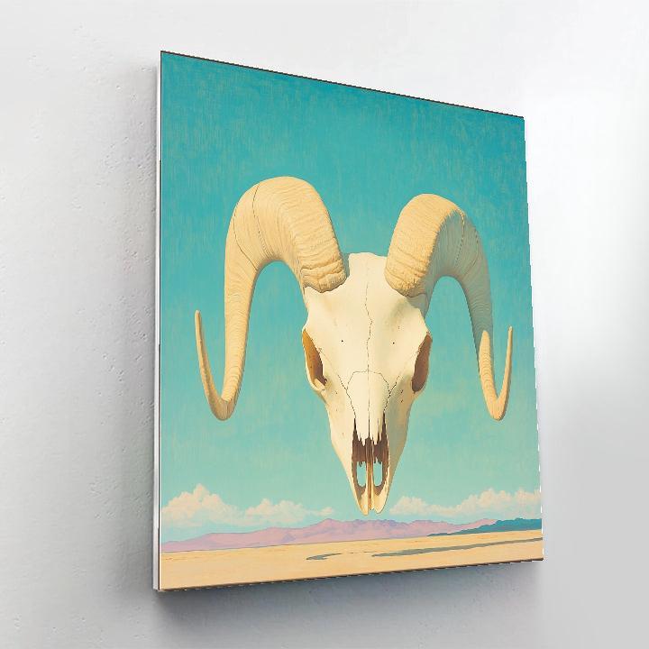 Georgia O’Keeffe Inspired Sun Bleached Ram Skull And Turquoise Sky Rift paint by numbers