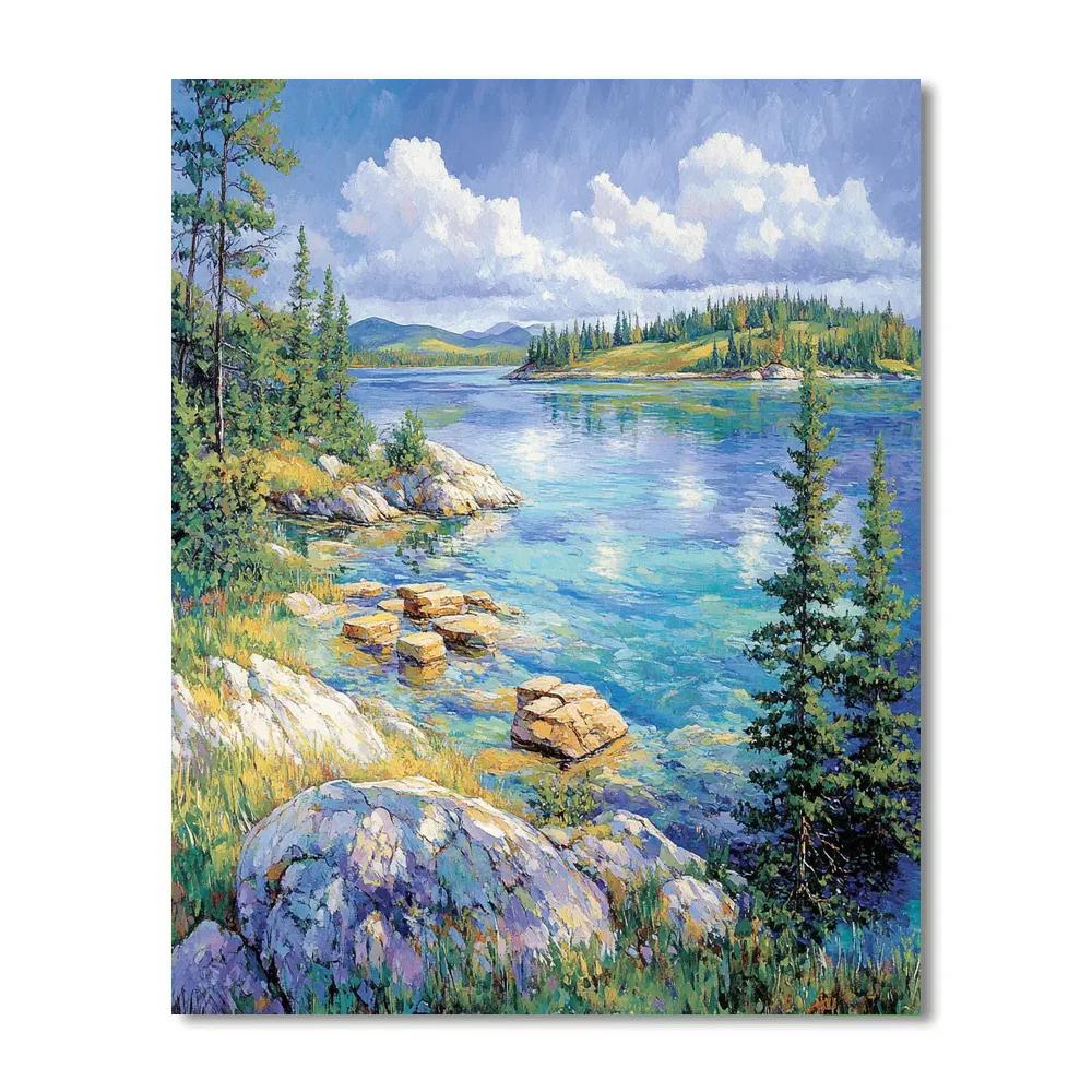 Franklin Carmichael Inspired Quartz Ridge Above Windbright Lake DIY paint by numbers