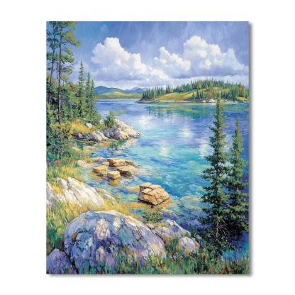 Franklin Carmichael Inspired Quartz Ridge Above Windbright Lake DIY paint by numbers