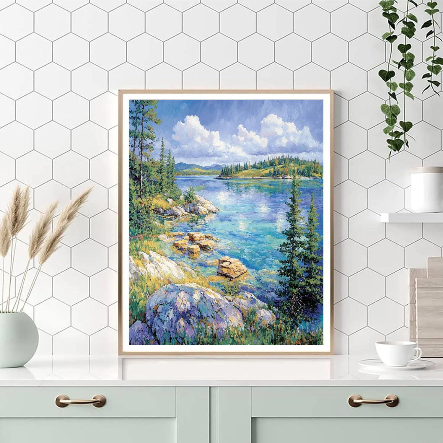 Franklin Carmichael Inspired Quartz Ridge Above Windbright Lake DIY paint by numbers