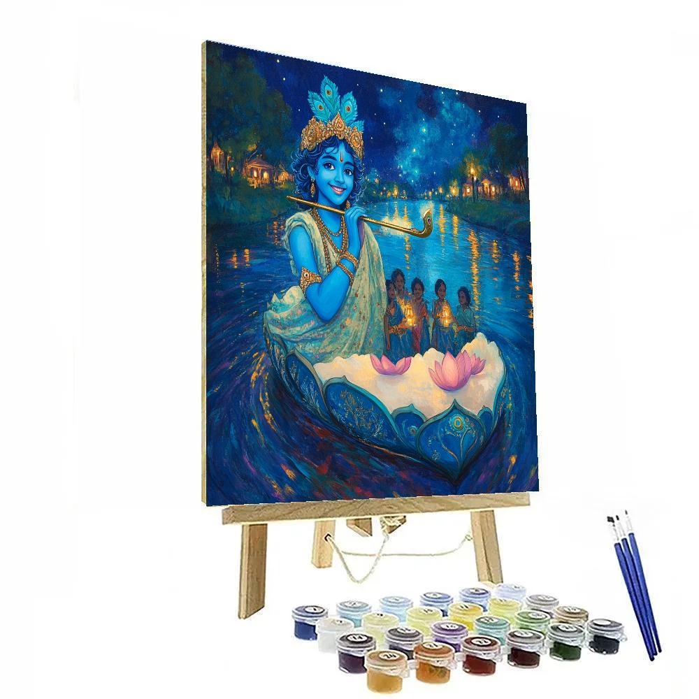 Krishna And The Star Lotus Ferry paint by numbers