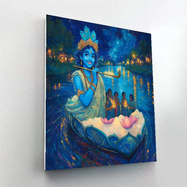Krishna And The Star Lotus Ferry paint by numbers