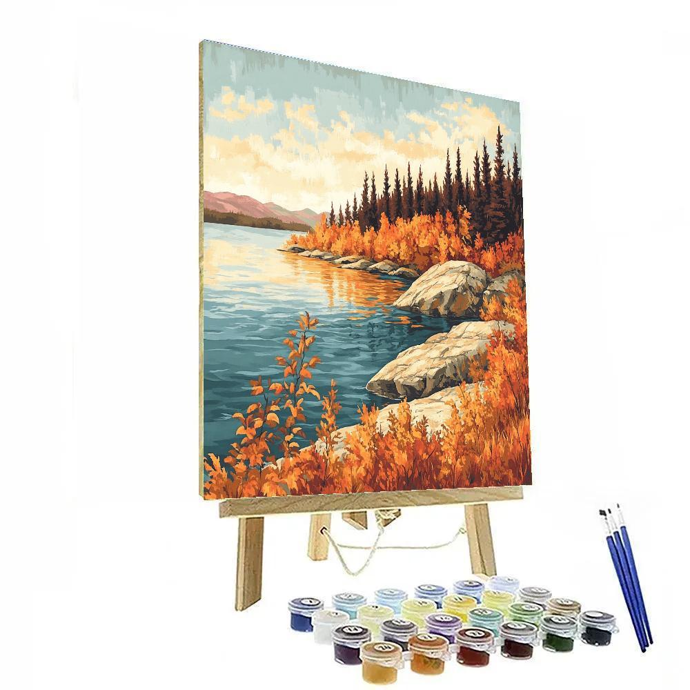 Franklin Carmichael Inspired Autumn Fireweed Bay And Granite Shorelines paint by color