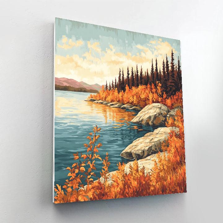 Franklin Carmichael Inspired Autumn Fireweed Bay And Granite Shorelines paint by color