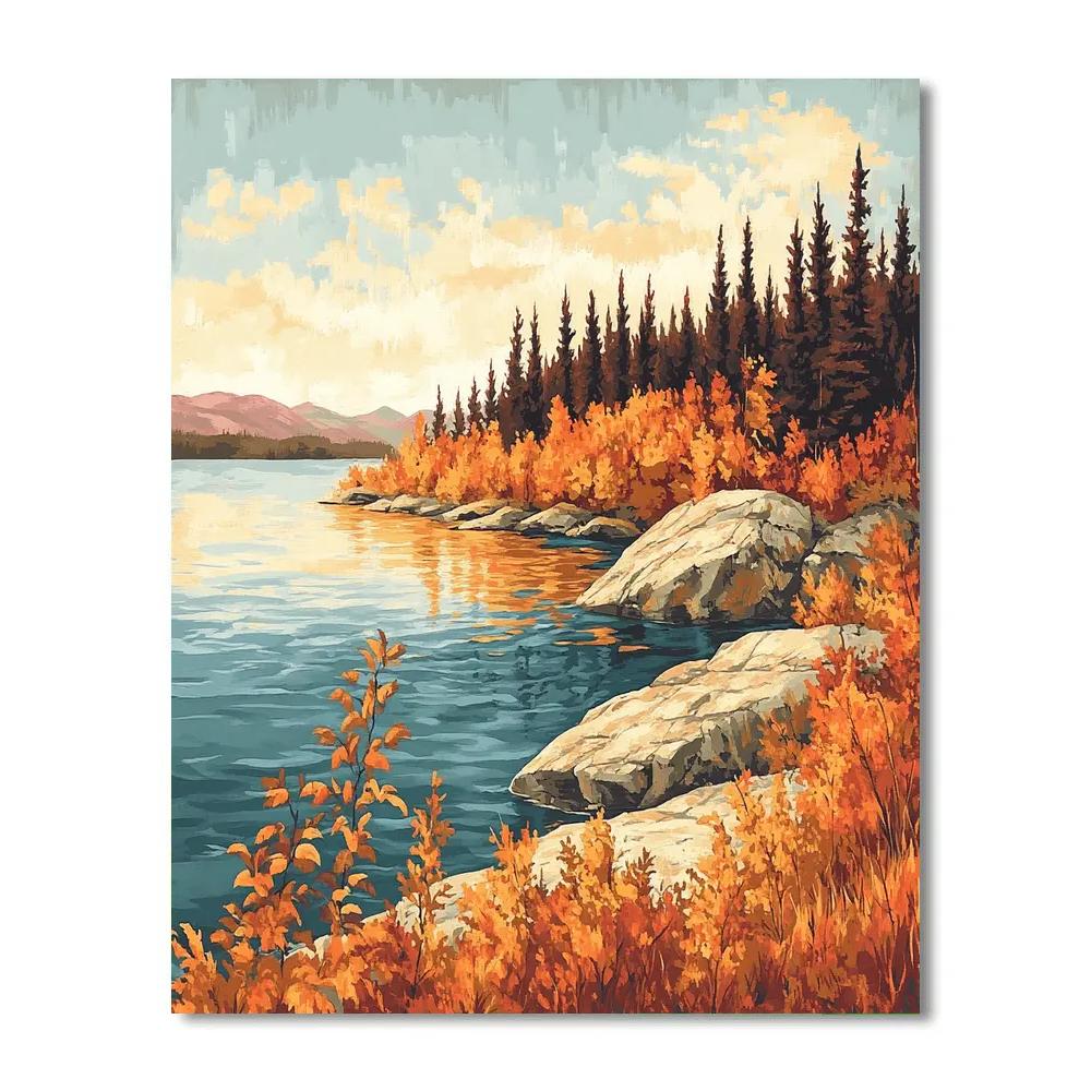 Franklin Carmichael Inspired Autumn Fireweed Bay And Granite Shorelines paint by color