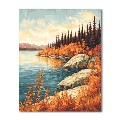Franklin Carmichael Inspired Autumn Fireweed Bay And Granite Shorelines paint by color