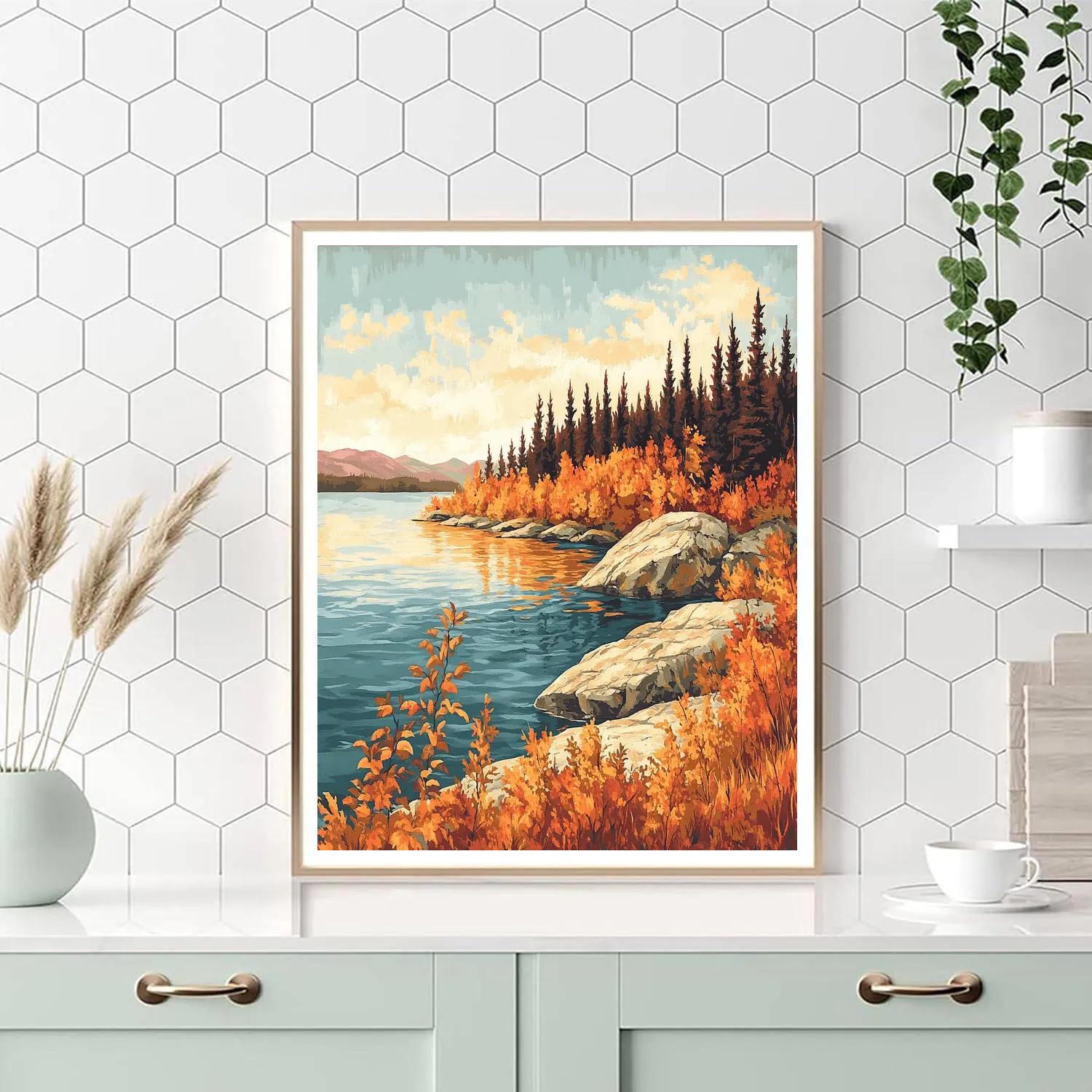 Franklin Carmichael Inspired Autumn Fireweed Bay And Granite Shorelines paint by color
