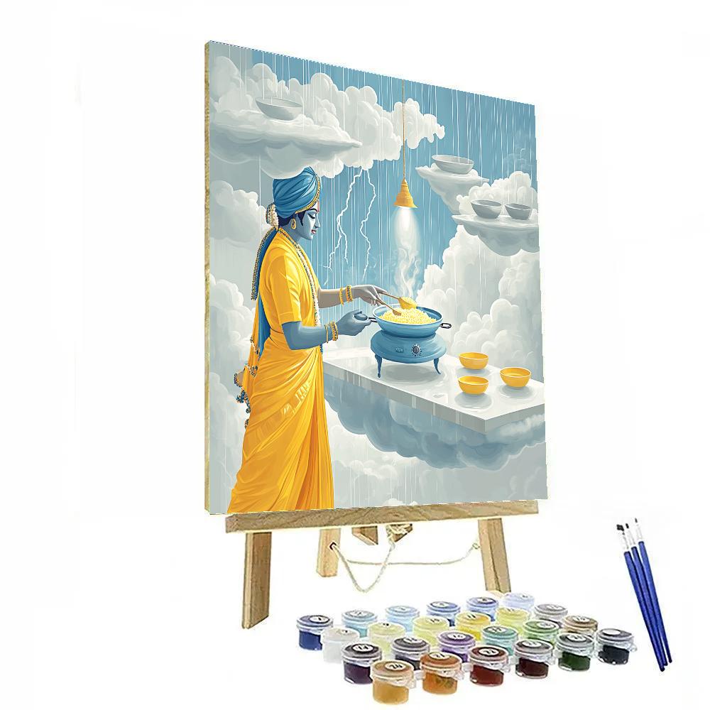 Krishna In The Cloud Kitchen Of Indra Paint by numbers art