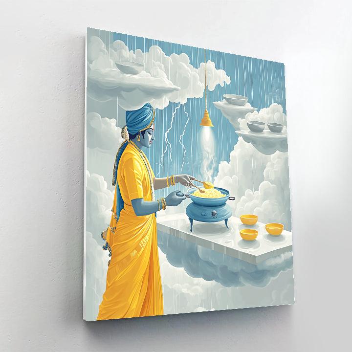 Krishna In The Cloud Kitchen Of Indra Paint by numbers art