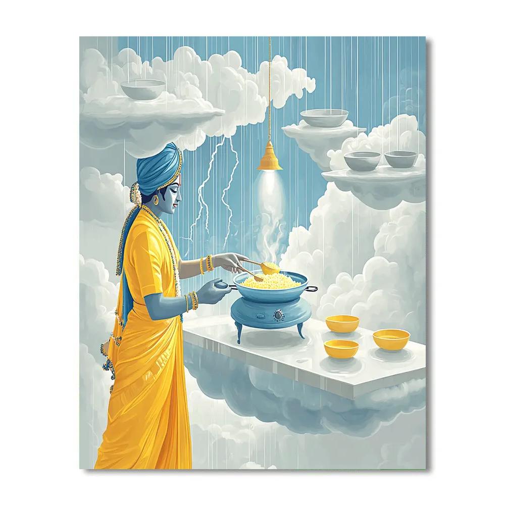 Krishna In The Cloud Kitchen Of Indra Paint by numbers art