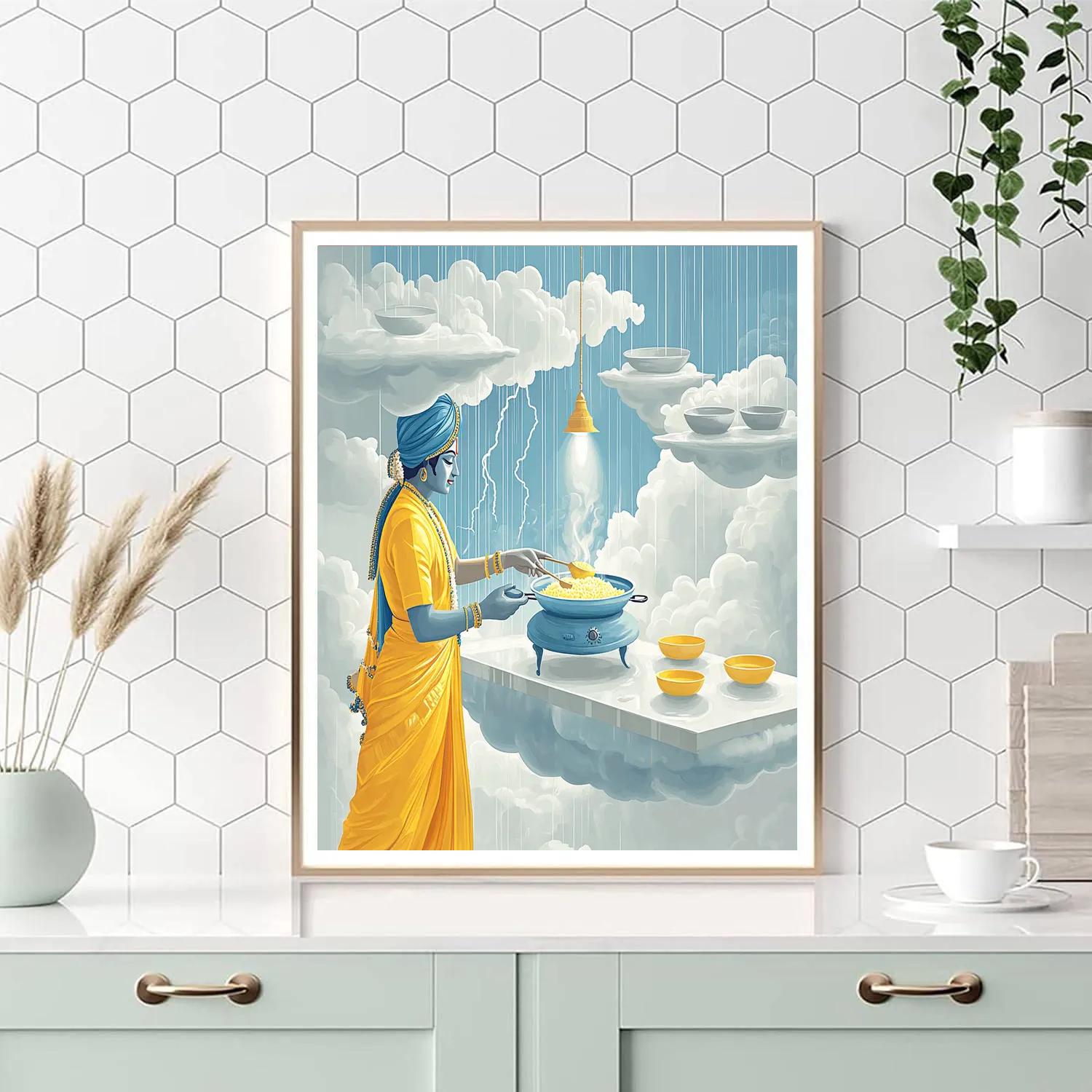 Krishna In The Cloud Kitchen Of Indra Paint by numbers art
