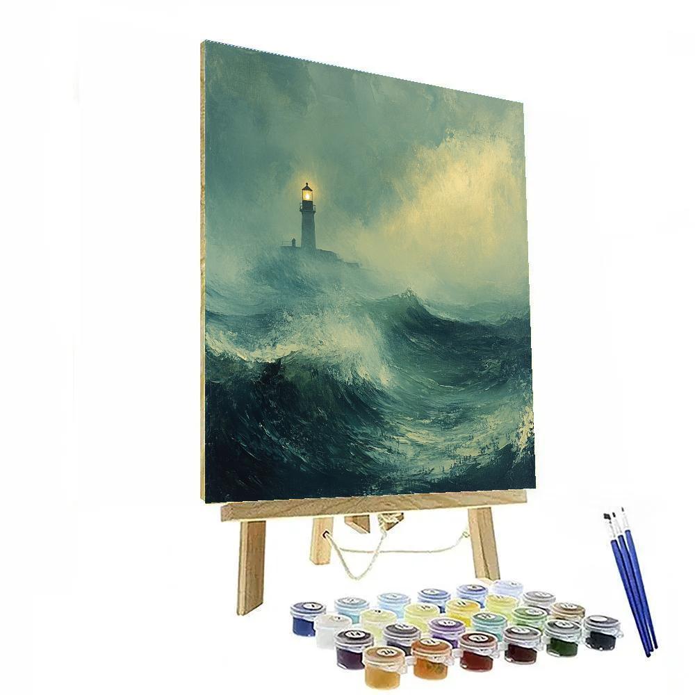 JMW Turner Inspired Storm Over A Lighthouse paint by number