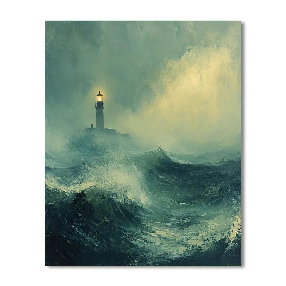 JMW Turner Inspired Storm Over A Lighthouse paint by number