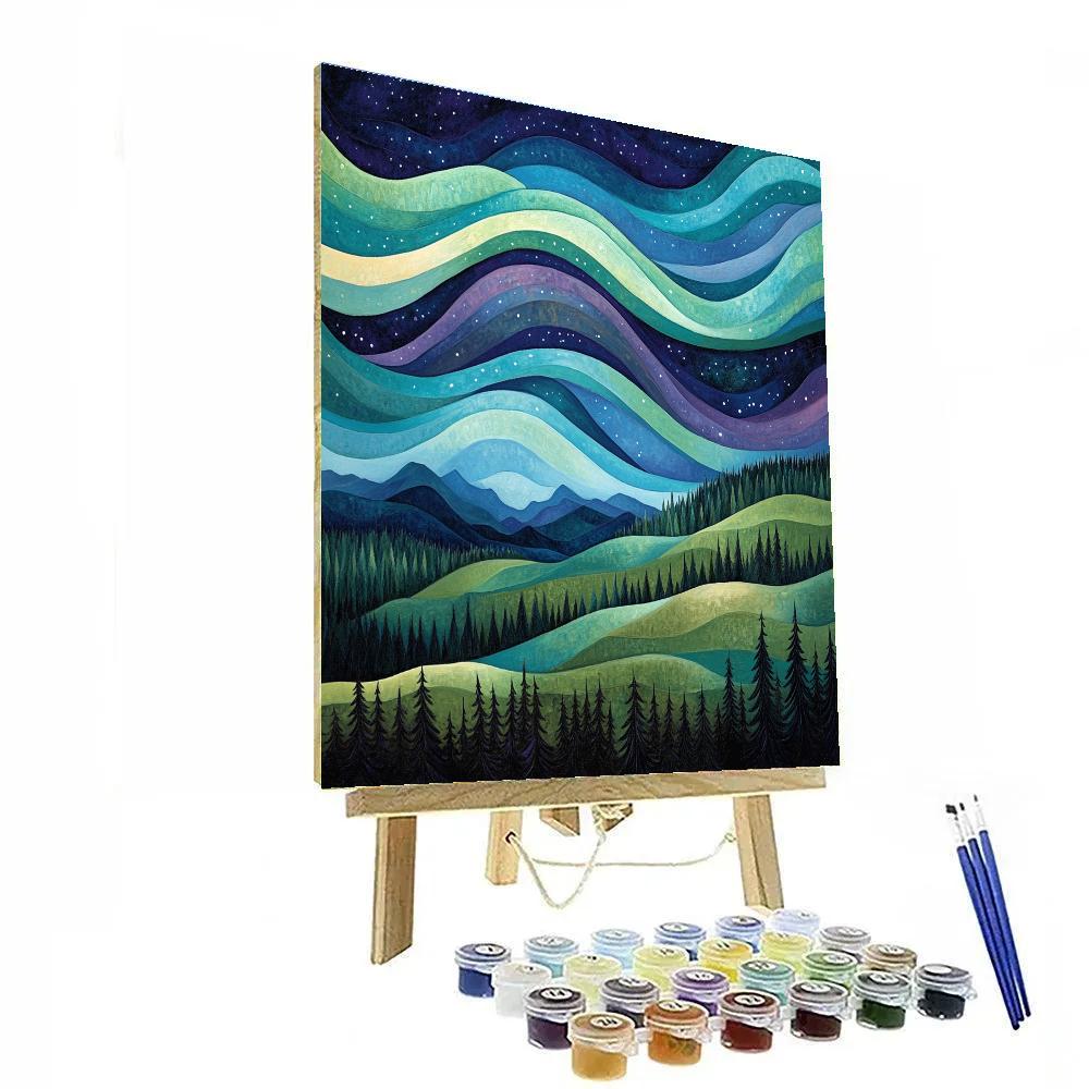 J. E. H. MacDonald Inspired Aurora Over Boreal Ridge paint by numbers