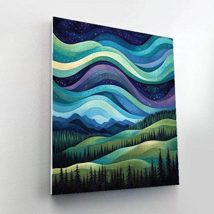 J. E. H. MacDonald Inspired Aurora Over Boreal Ridge paint by numbers