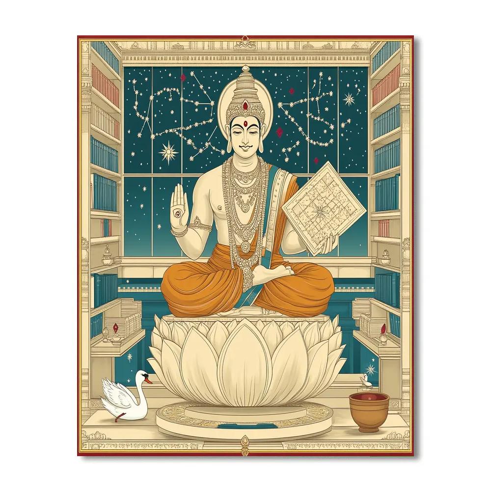 Brahma In The Cosmic Library Atrium paint by number