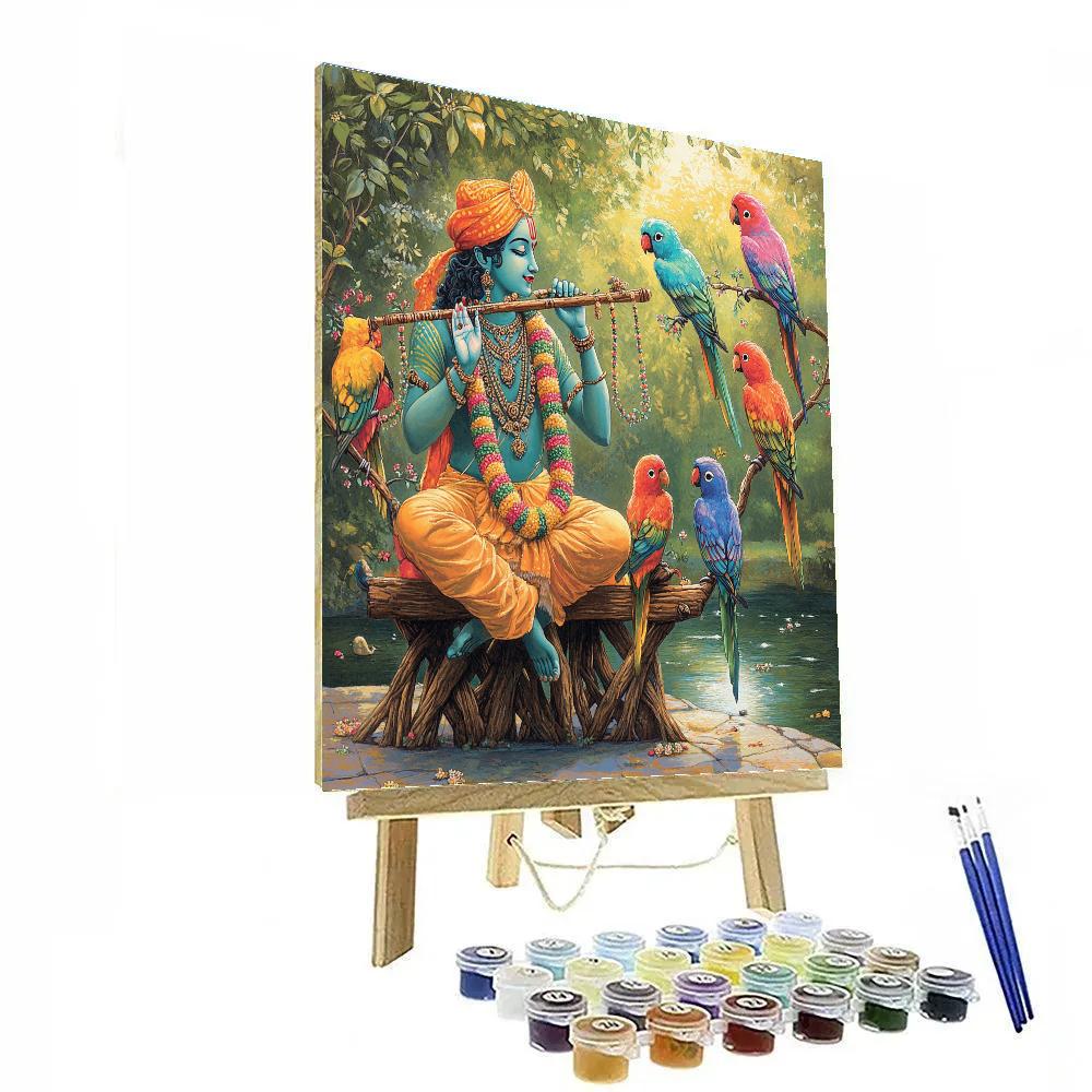 Krishna Teaching The Parrots Raga Codes paint by number