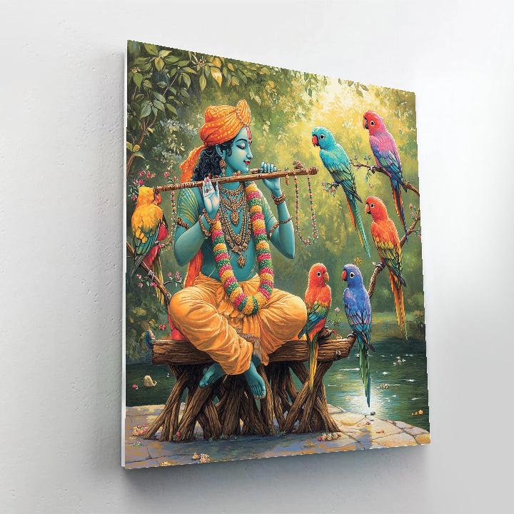 Krishna Teaching The Parrots Raga Codes paint by number