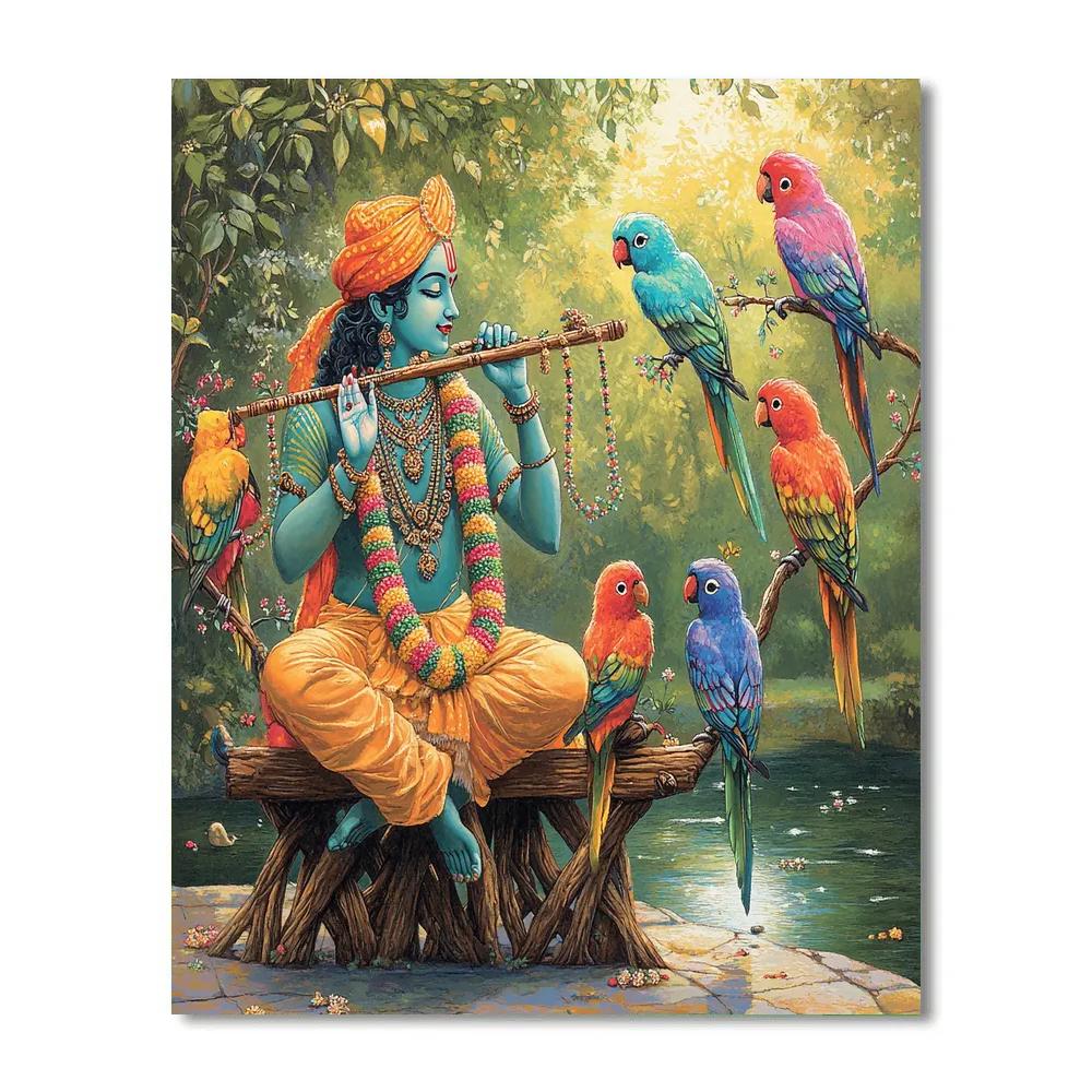 Krishna Teaching The Parrots Raga Codes paint by number