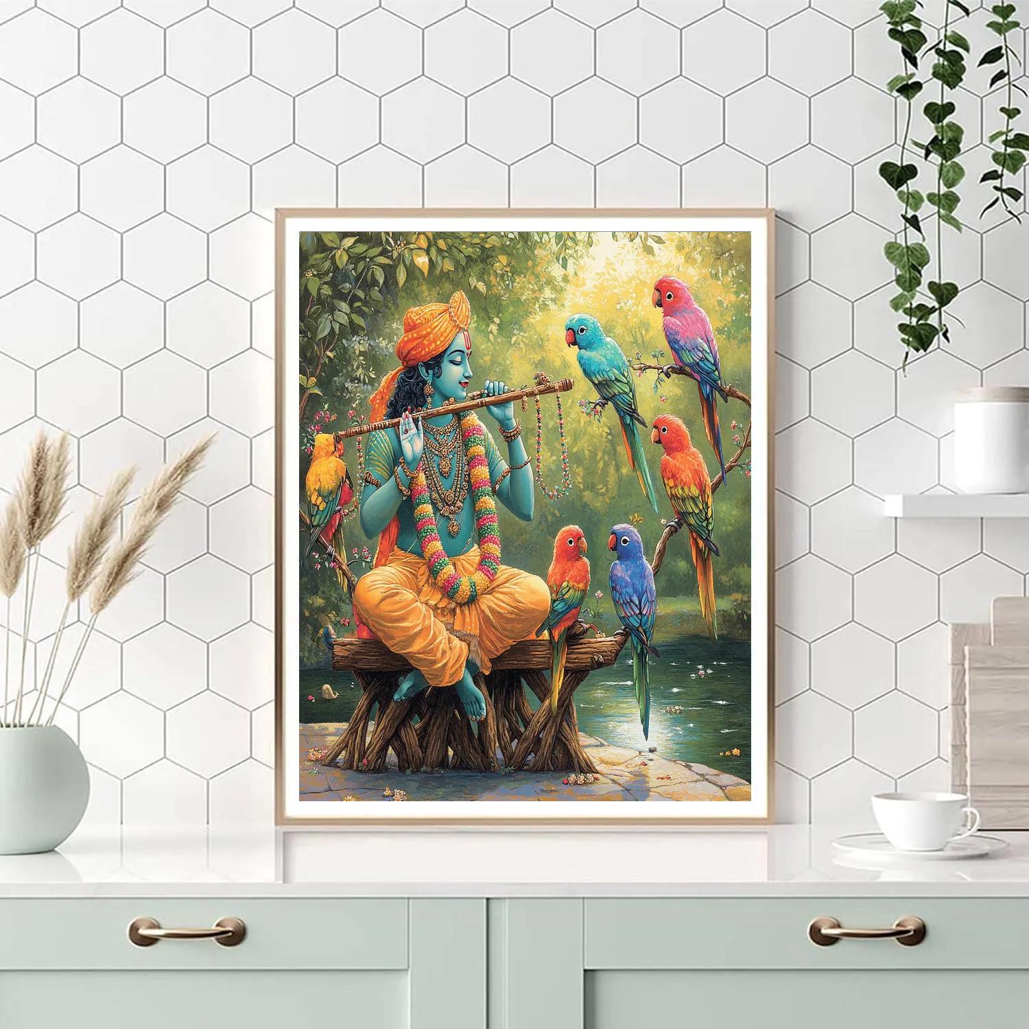 Krishna Teaching The Parrots Raga Codes paint by number