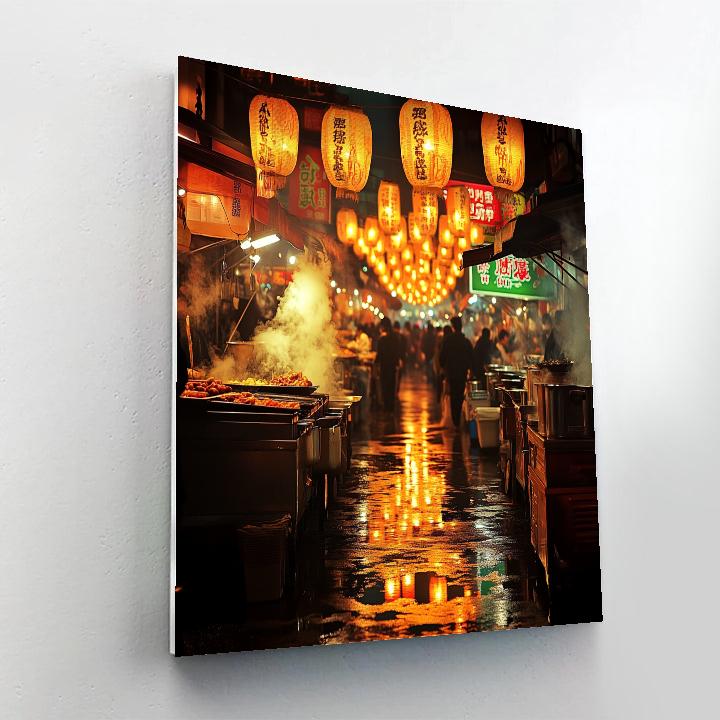 Night Market Lantern Corridor On Shilin Street Taipei Taiwan paint by color