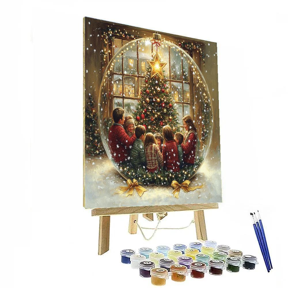 Snowglobe Family Cheer paint by number