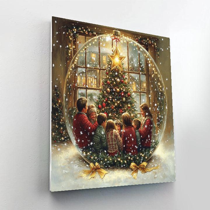 Snowglobe Family Cheer paint by number
