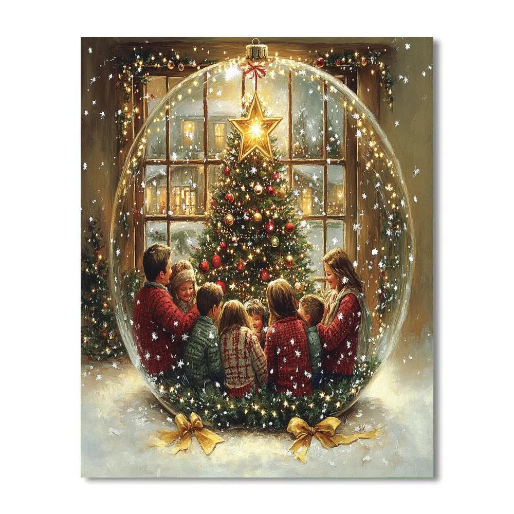 Snowglobe Family Cheer paint by number