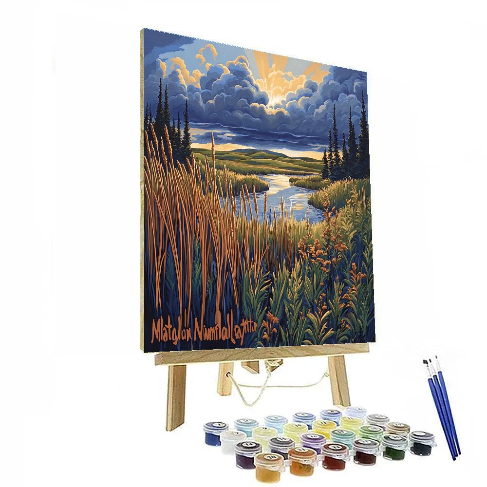 J. E. H. MacDonald Inspired Storm Light Over Algoma Wetlands DIY paint by numbers