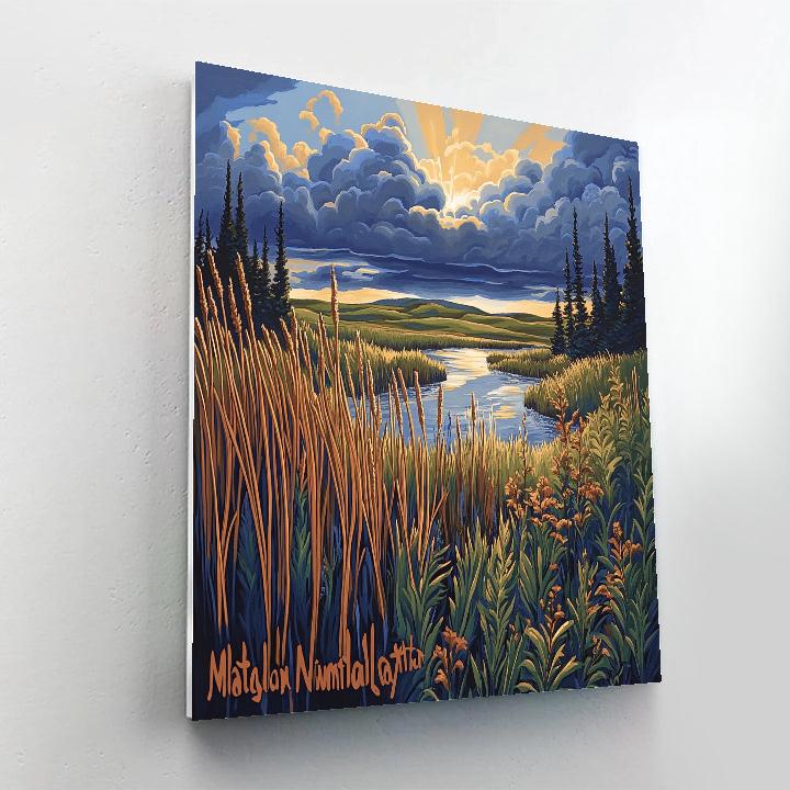 J. E. H. MacDonald Inspired Storm Light Over Algoma Wetlands DIY paint by numbers