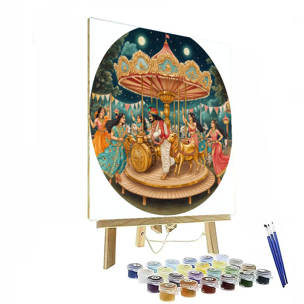 Krishna And The Clockwork Gopis Carousel Numbered painting kits