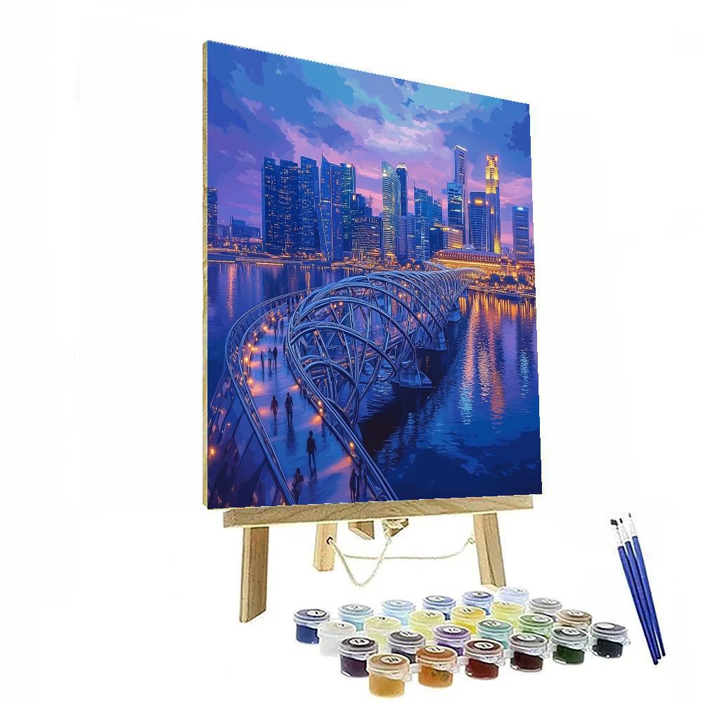 Marina Bay Sands And Helix Bridge At Dusk Singapore Paint by numbers kits