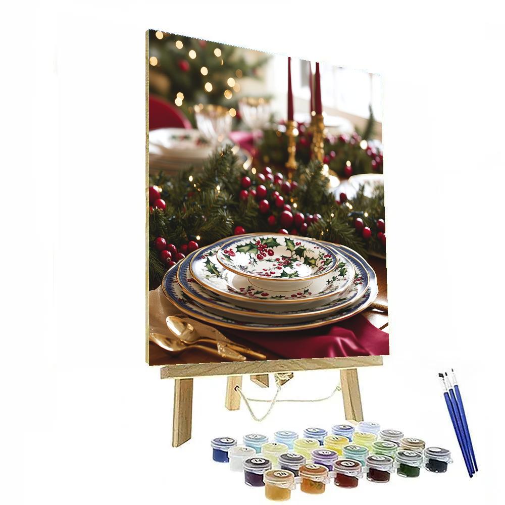 Holly Ribbon Supper Number painting