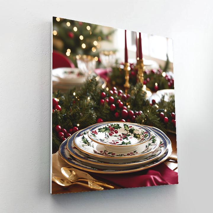 Holly Ribbon Supper Number painting