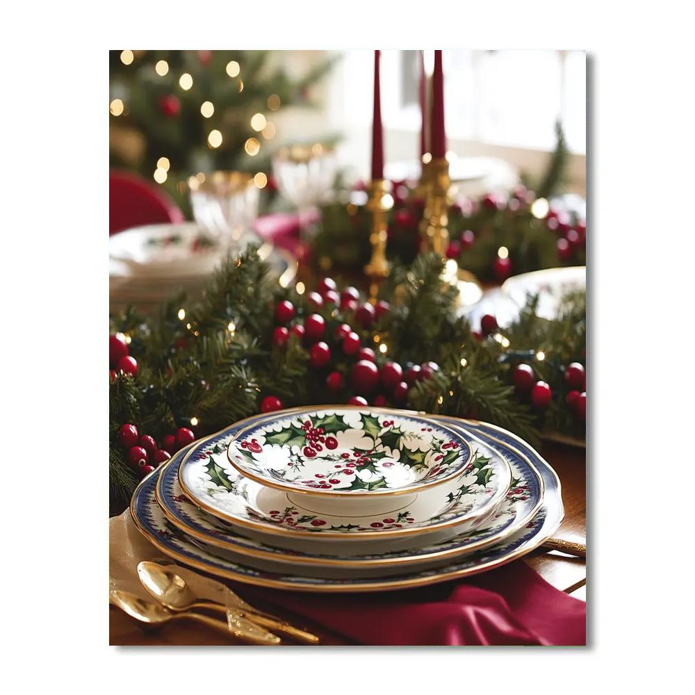 Holly Ribbon Supper Number painting