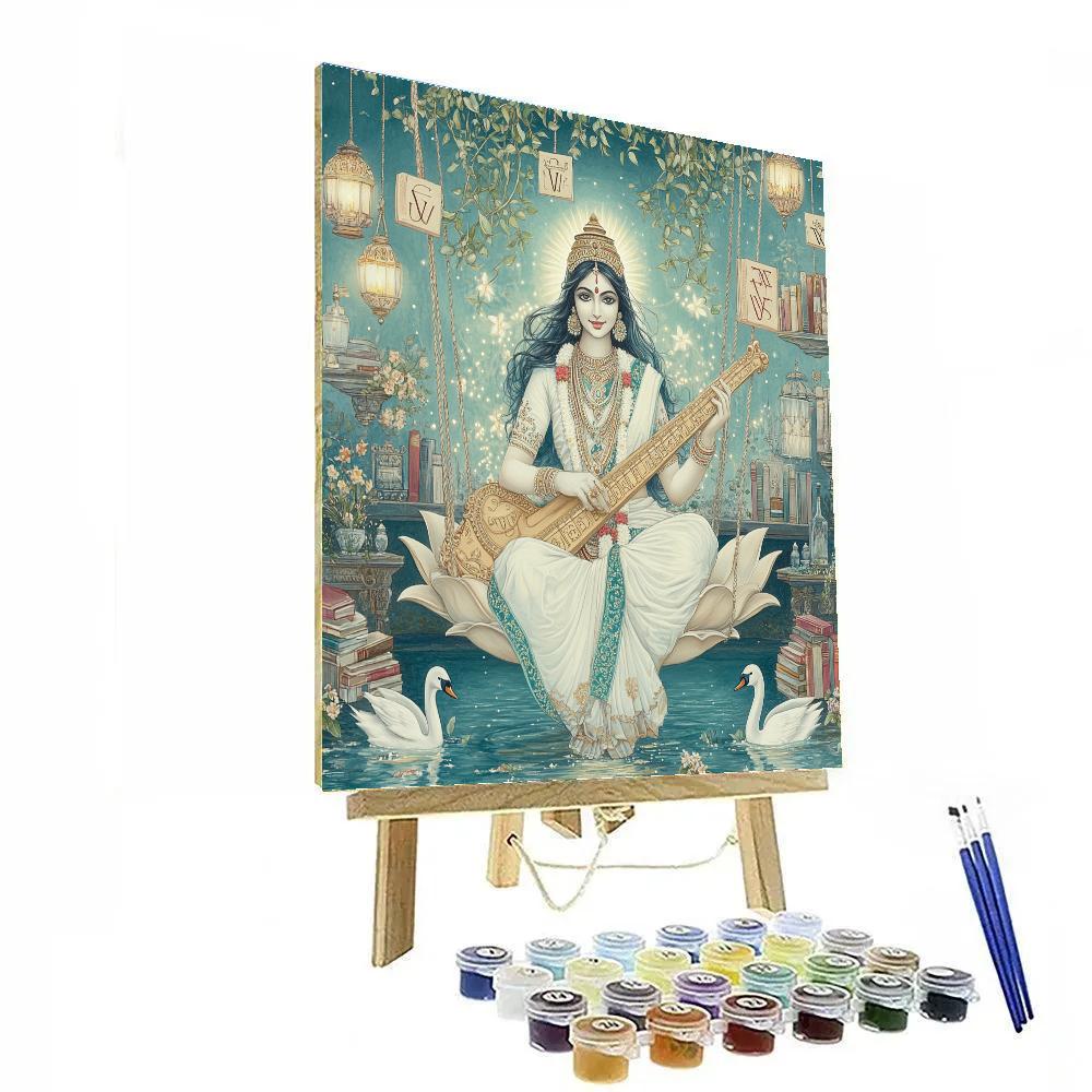 Saraswati In The Floating Script Garden Paint by numbers kits